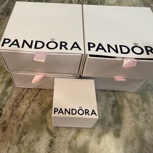 Pandora Black Velvet Jewelry Display in White Box with Pink Accents